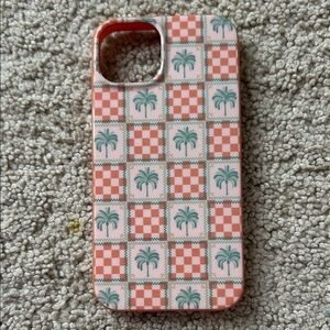 Tropical Checkered Phone Case - Coral and Mint